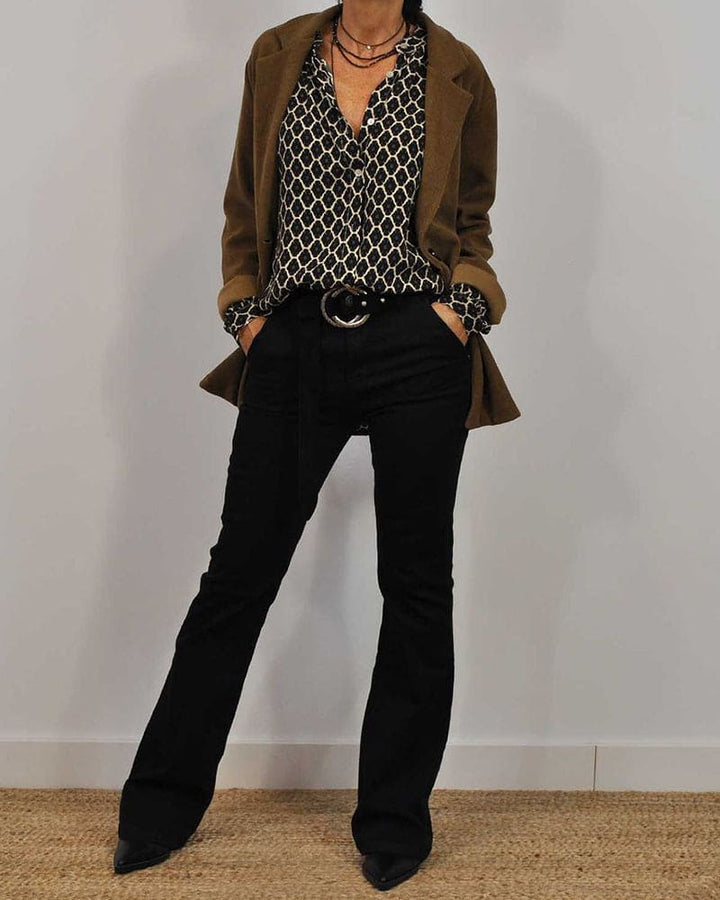 Lena | Relaxed V-Hals Midi-Shirt