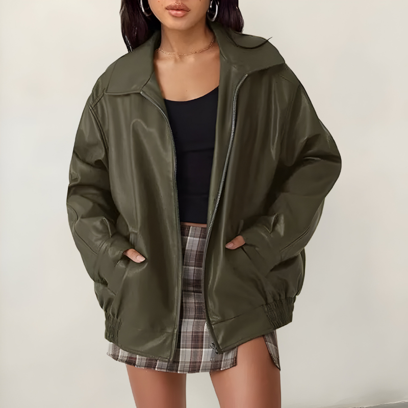 Mira™ | Stijlvolle oversized leren jas