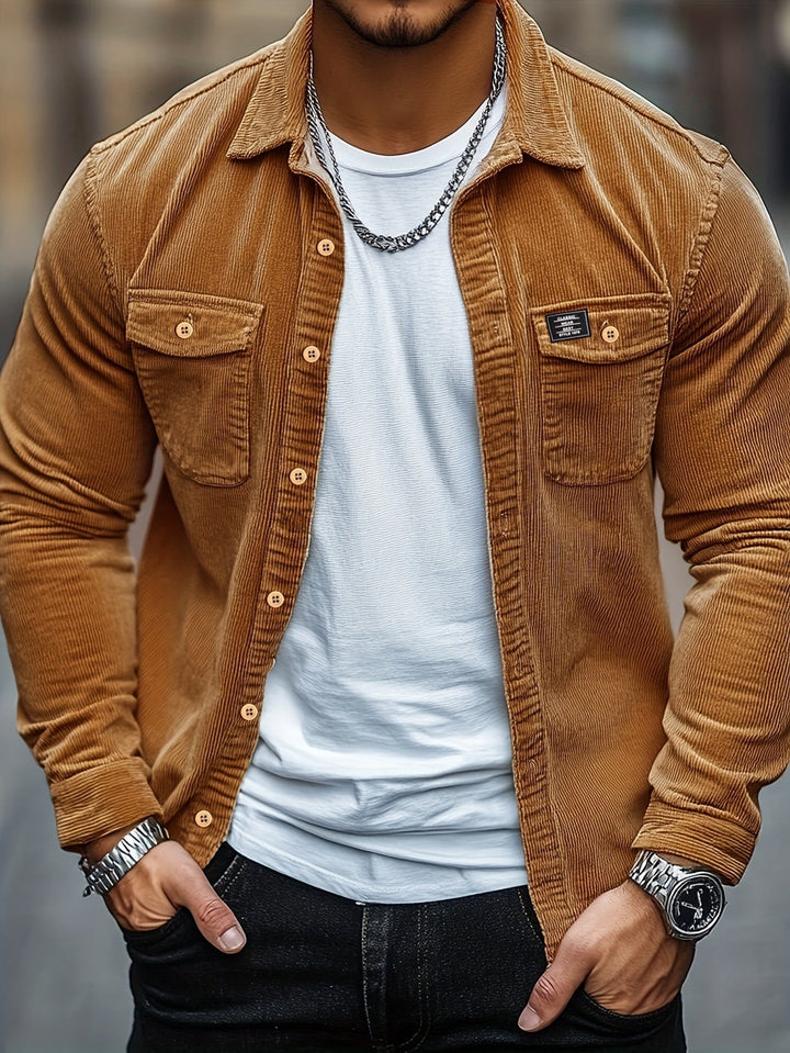 Felipe - Casual overhemd van ribfluweel met knopen