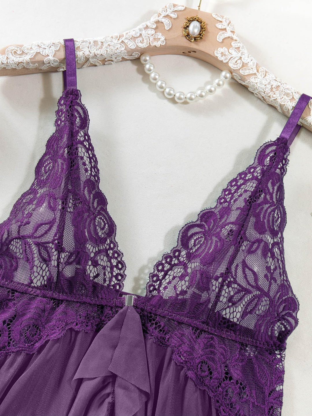 Nina™ | Set van Doorzichtige Kant Nachtjapon