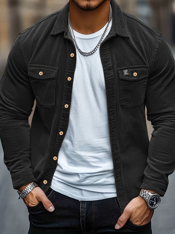 Felipe - Casual overhemd van ribfluweel met knopen