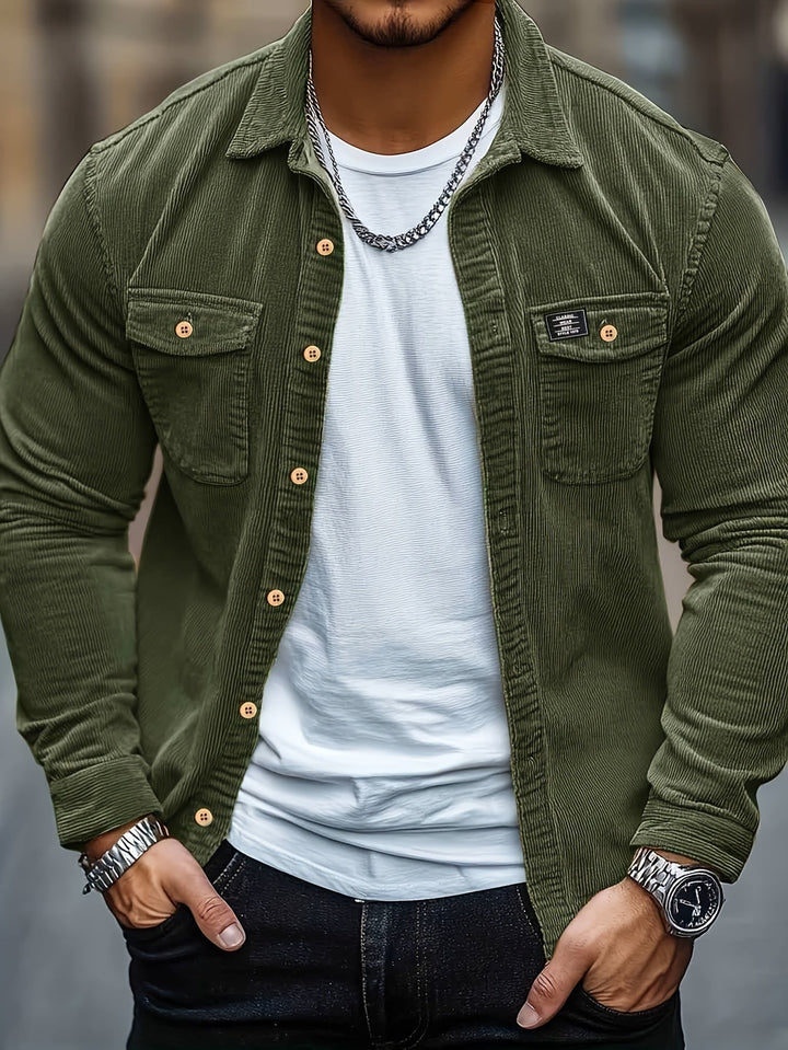 Felipe - Casual overhemd van ribfluweel met knopen