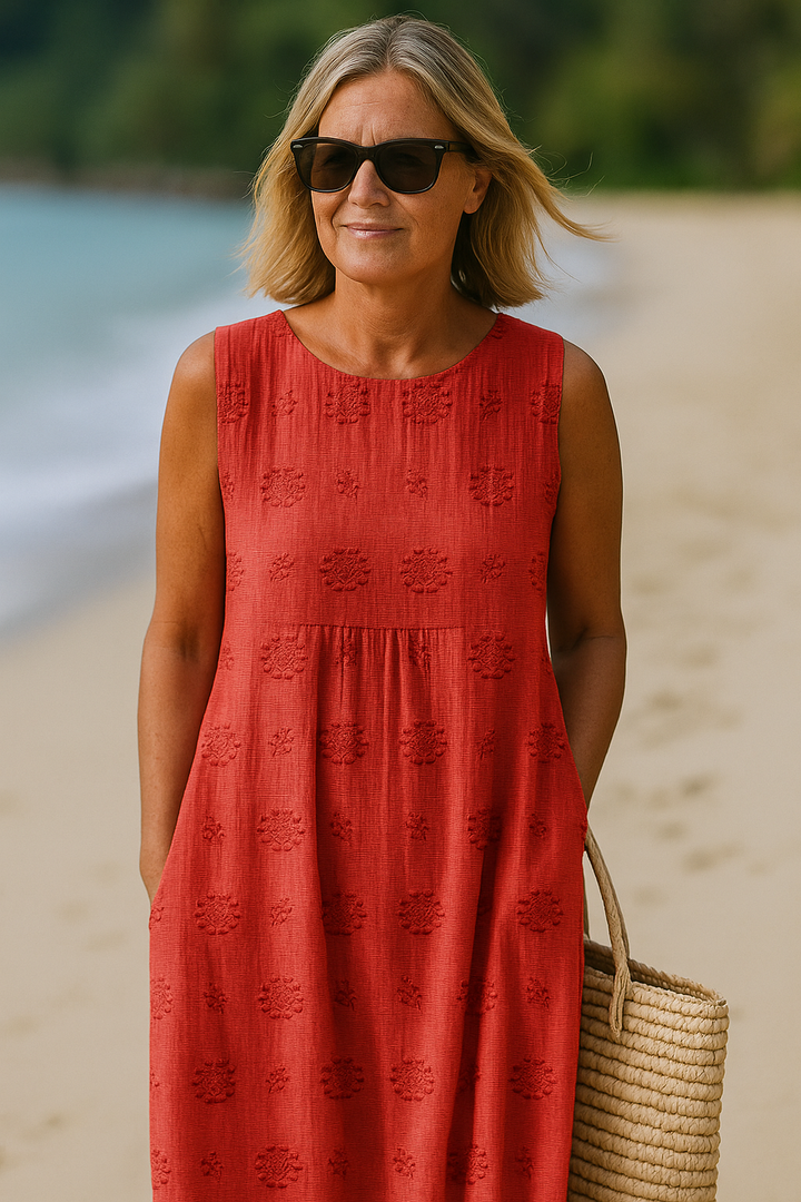 Marissa | Elegante katoenen mouwloze jurk met zakken