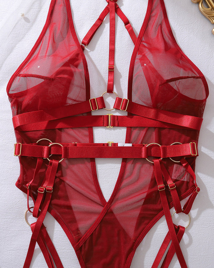 Renee™ | Body met Open Rug en Mesh Look met Metalen Accenten